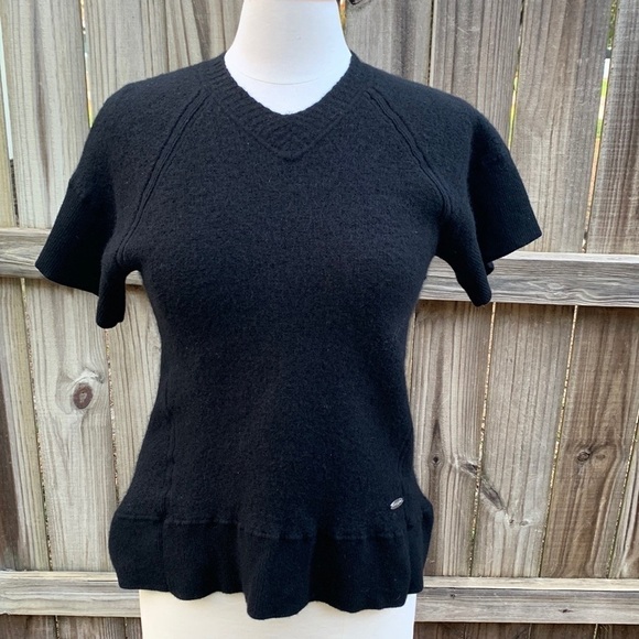 Lacoste + Malandrino v-neck, wool & cashmere sweater top, size Large - Picture 1 of 6